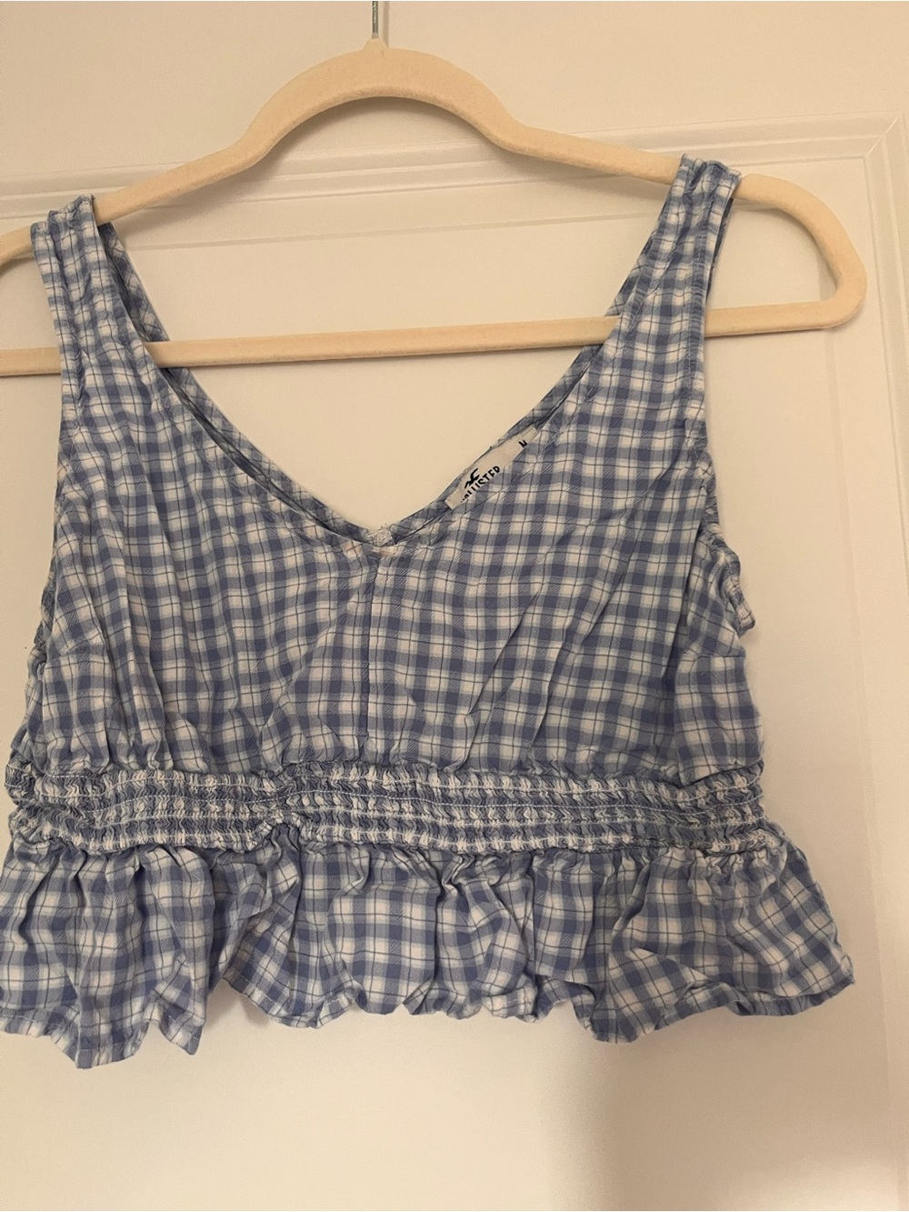Hollister Medium Size Cropped Blue -& White Checkered Tank Top